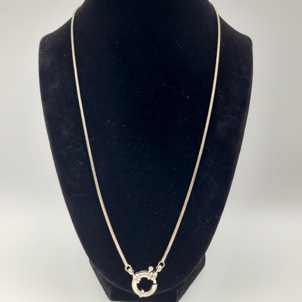 Silver Tone Snake Chain Toggle Clasp Necklace | Minimalist Modern